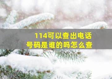 114可以查出电话号码是谁的吗怎么查