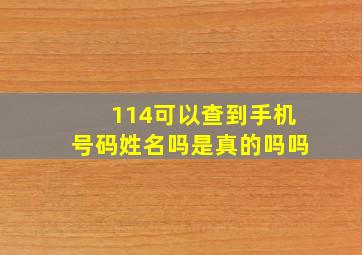 114可以查到手机号码姓名吗是真的吗吗