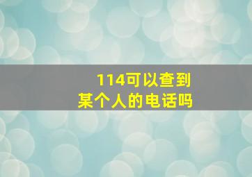 114可以查到某个人的电话吗