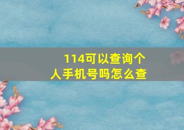 114可以查询个人手机号吗怎么查