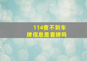 114查不到车牌信息是套牌吗