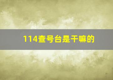 114查号台是干嘛的