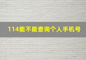 114能不能查询个人手机号