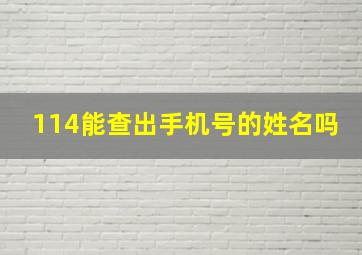 114能查出手机号的姓名吗