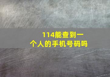 114能查到一个人的手机号码吗