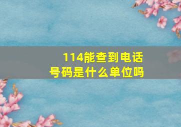 114能查到电话号码是什么单位吗