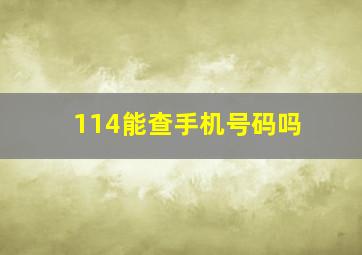 114能查手机号码吗