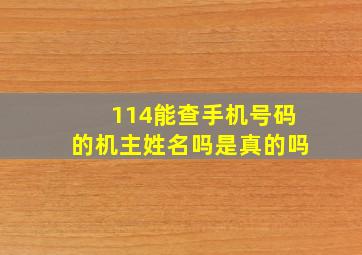 114能查手机号码的机主姓名吗是真的吗