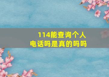 114能查询个人电话吗是真的吗吗