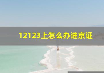 12123上怎么办进京证