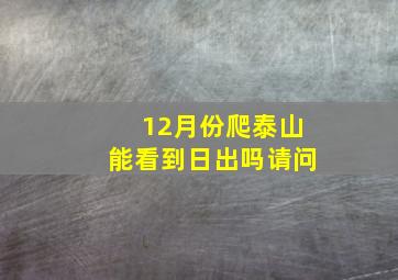 12月份爬泰山能看到日出吗请问