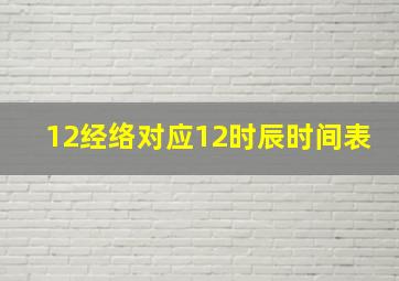 12经络对应12时辰时间表