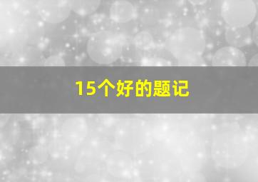 15个好的题记