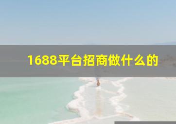 1688平台招商做什么的