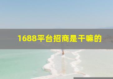 1688平台招商是干嘛的