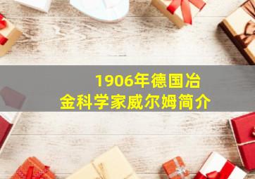 1906年德国冶金科学家威尔姆简介