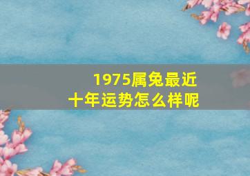 1975属兔最近十年运势怎么样呢