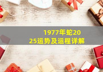 1977年蛇2025运势及运程详解