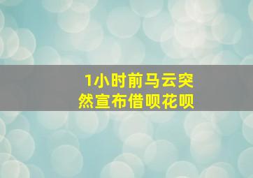 1小时前马云突然宣布借呗花呗