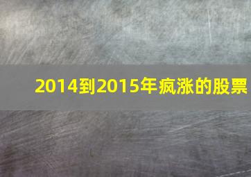 2014到2015年疯涨的股票