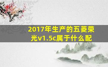 2017年生产的五菱荣光v1.5c属于什么配