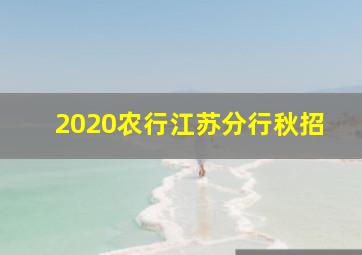 2020农行江苏分行秋招