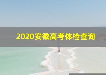 2020安徽高考体检查询