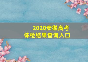 2020安徽高考体检结果查询入口