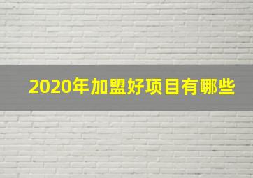 2020年加盟好项目有哪些