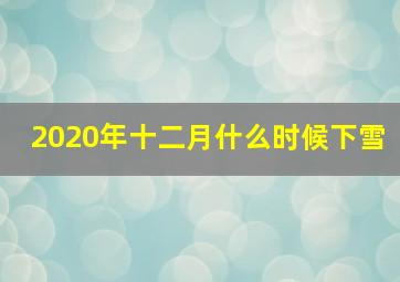 2020年十二月什么时候下雪