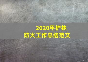 2020年护林防火工作总结范文