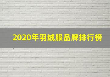 2020年羽绒服品牌排行榜