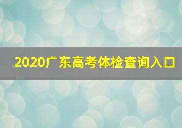 2020广东高考体检查询入口