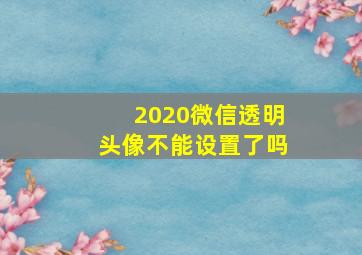 2020微信透明头像不能设置了吗