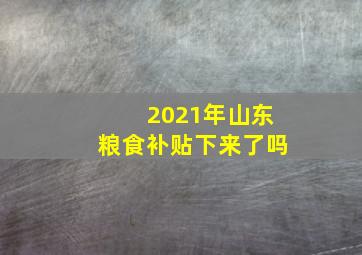 2021年山东粮食补贴下来了吗