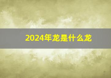 2024年龙是什么龙