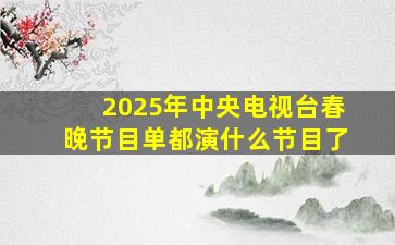 2025年中央电视台春晚节目单都演什么节目了