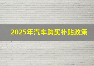 2025年汽车购买补贴政策