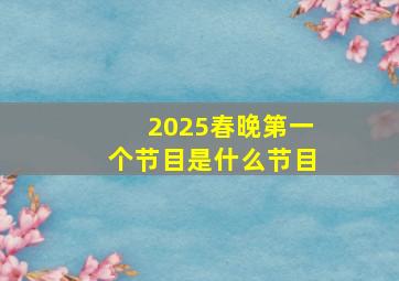 2025春晚第一个节目是什么节目