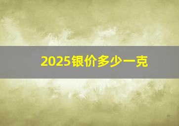 2025银价多少一克