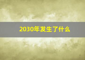 2030年发生了什么