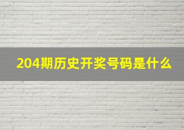 204期历史开奖号码是什么