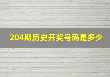 204期历史开奖号码是多少