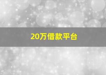 20万借款平台