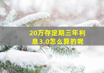 20万存定期三年利息3.0怎么算的呢