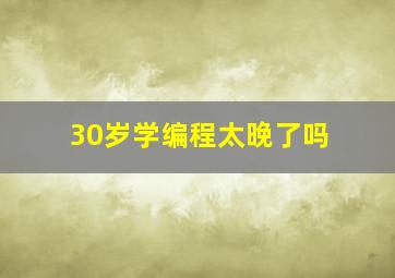 30岁学编程太晚了吗