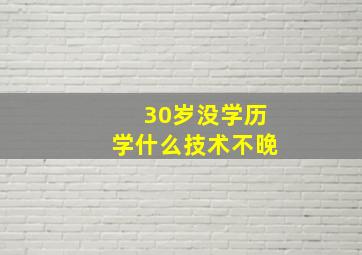 30岁没学历学什么技术不晚