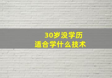 30岁没学历适合学什么技术