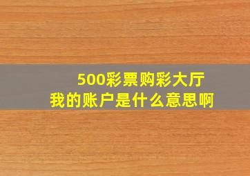 500彩票购彩大厅我的账户是什么意思啊