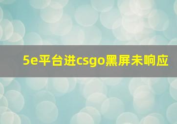 5e平台进csgo黑屏未响应